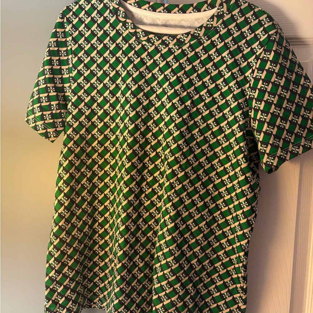 Tory Burch Green and Black Short Sleeve Tee